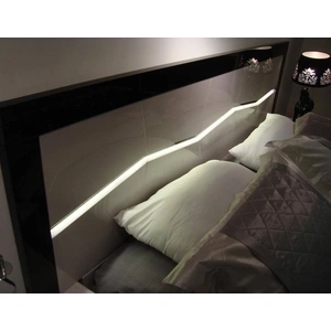 J&M Furniture Turin Modern Lacquer LED Panel Bed, Light Grey/Black Lacquer