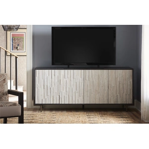 Universal Furniture The Oslo TV Entertainment Console Stand w/4 Doors, White/Black