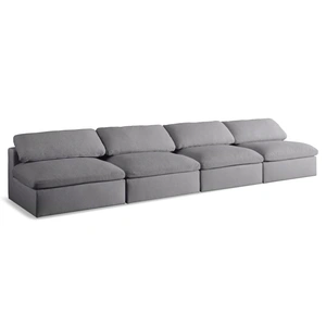 Meridian Furniture Serene 156-inch Linen Fabric Deluxe Comfort Modular Armless Sofa