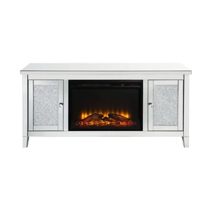 ACME Glam Noralie 91770 Mirror/Faux Diamonds TV Stand w/ LED Fireplace