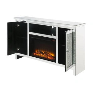 ACME Glam Noralie 91775 Mirror/Faux Diamonds TV Stand w/ LED Fireplace