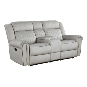 Homelegance Brennen Microfiber Double Reclining Loveseat with Center Console