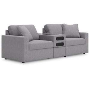 Ashley Furniture Modmax 3-Piece Polyester Modular Loveseat w/Audio Console, Granite