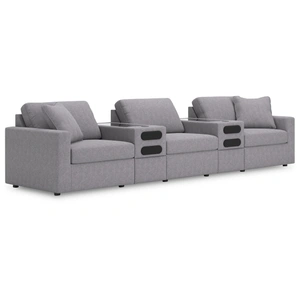 Ashley Furniture Modmax 5-Piece Polyester Modular Sofa w/Audio Consoles, Granite