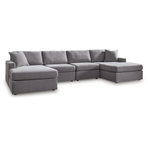 Ashley Furniture Modmax 4-Piece U-Shaped Polyester Double Chaise Sectional, Granite