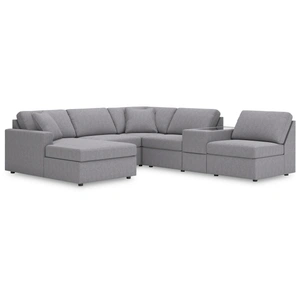 Ashley Furniture Modmax 6-Piece U-Shaped Polyester Sectional w/LAF Chaise & Storage Console, Granite