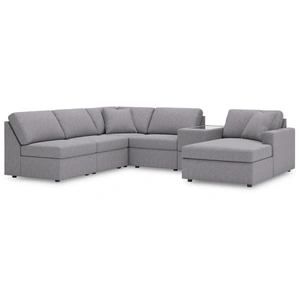 Ashley Furniture Modmax 6-Piece U-Shaped Polyester Sectional w/RAF Chaise & Storage Console, Granite