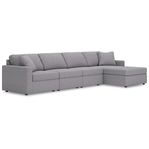 Ashley Furniture Modmax 4-Piece Polyester Sectional Sofa w/RAF Chaise, Granite