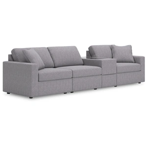 Ashley Furniture Modmax 4-Piece Polyester Modular Sofa w/Storage Console, Granite