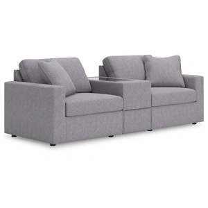 Ashley Furniture Modmax 3-Piece Modular Loveseat w/Storage Console, Granite