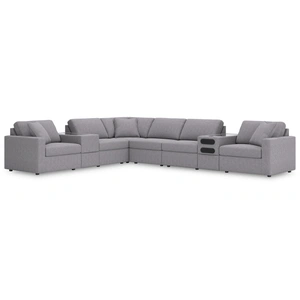 Ashley Furniture Modmax 8-Piece L-Shaped Polyester Sectional w/Audio & Storage Consoles, Granite