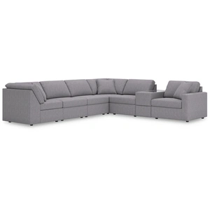 Ashley Furniture Modmax 7-Piece L-Shaped Polyester Sectional w/Storage Console, Granite