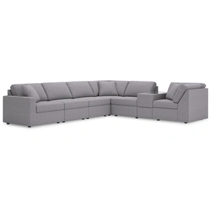 Ashley Furniture Modmax 7-Piece L-Shaped Polyester Sectional w/Storage Console, Granite