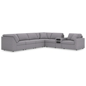 Ashley Furniture Modmax 7-Piece L-Shaped Polyester Sectional w/Audio Console, Granite