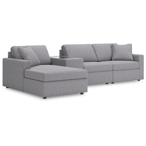 Ashley Furniture Modmax 4-Piece Polyester Sectional Sofa w/LAF Chaise & Storage Console, Granite