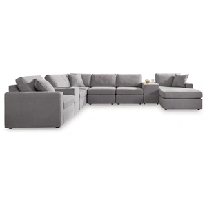 Ashley Furniture Modmax 8-Piece U-Shaped Polyester Sectional w/RAF Chaise & Storage Consoles, Granite
