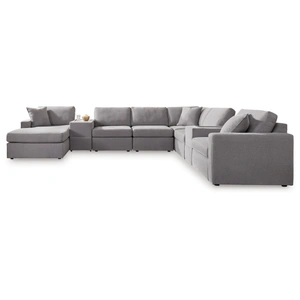 Ashley Furniture Modmax 8-Piece U-Shaped Polyester Sectional w/LAF Chaise & Storage Consoles, Granite