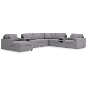 Ashley Furniture Modmax 8-Piece U-Shaped Polyester Sectional w/LAF Chaise & Audio Consoles, Granite