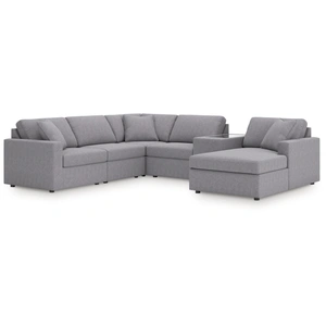 Ashley Furniture Modmax 6-Piece U-Shaped Polyester Sectional w/RAF Chaise & Storage Console, Granite