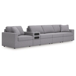 Ashley Furniture Modmax 5-Piece Polyester Modular Sofa w/Audio Console, Granite