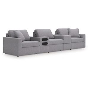 Ashley Furniture Modmax 5-Piece Polyester Modular Sofa w/Audio & Storage Consoles, Granite