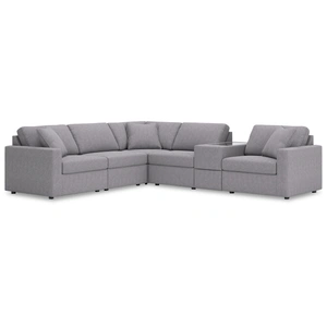 Ashley Furniture Modmax 6-Piece L-Shaped Polyester Sectional w/Storage Console, Granite