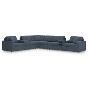 Ashley Furniture Modmax 8-Piece L-Shaped Polyester Sectional w/Audio & Storage Consoles, Ink
