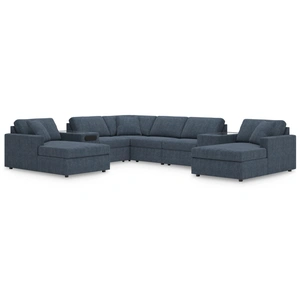 Ashley Furniture Modmax 8-Piece U-Shaped Polyester Double Chaise Sectional w/Audio & Storage Consoles, Ink
