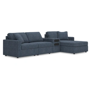 Ashley Furniture Modmax 4-Piece Polyester Sectional w/RAF Chaise & Audio Console, Ink