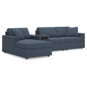 Ashley Furniture Modmax 4-Piece Polyester Sectional w/LAF Chaise & Audio Console, Ink
