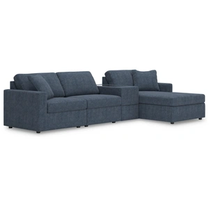Ashley Furniture Modmax 4-Piece Polyester Sectional w/RAF Chaise & Storage Console, Ink