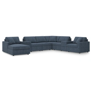 Ashley Furniture Modmax 8-Piece U-Shaped Polyester Sectional w/LAF Chaise & Storage Consoles, Ink