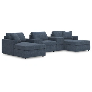 Ashley Furniture Modmax 5-Piece Polyester Double Chaise Pit Sectional w/Storage Consoles, Ink