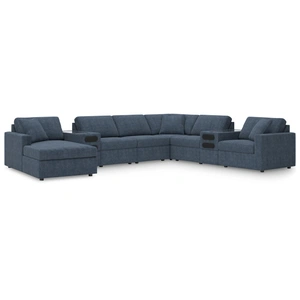 Ashley Furniture Modmax 8-Piece U-Shaped Polyester Sectional w/LAF Chaise & Audio Consoles, Ink