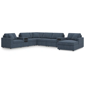 Ashley Furniture Modmax 8-Piece U-Shaped Polyester Sectional w/RAF Chaise & Audio Consoles, Ink