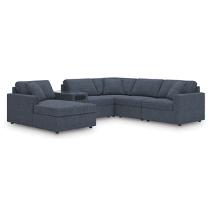 Ashley Furniture Modmax 6-Piece U-Shaped Polyester Sectional w/Audio Console & LAF Chaise, Ink