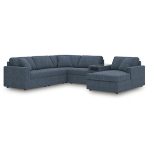 Ashley Furniture Modmax 6-Piece U-Shaped Polyester Sectional w/Audio Console & RAF Chaise, Ink