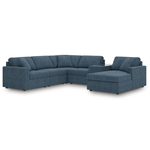 Ashley Furniture Modmax 6-Piece U-Shaped Polyester Sectional w/Storage Console & RAF Chaise, Ink