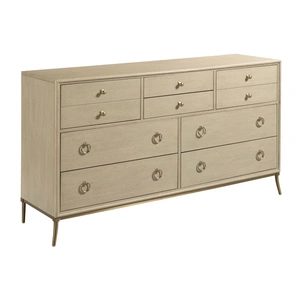 American Drew Lenox Straddella Wood/Metal Dresser w/8 Drawers, Alabaster
