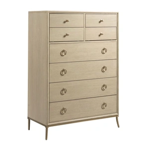 American Drew Lenox Carson Wood/Metal Chest w/8 Drawers, Alabaster