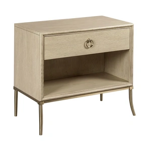 American Drew Lenox Somma Wood/Metal Bedside Nightstand w/Drawer in Alabaster