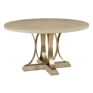 American Drew Lenox Plaza Round Wood/Metal Dining Table, Alabaster