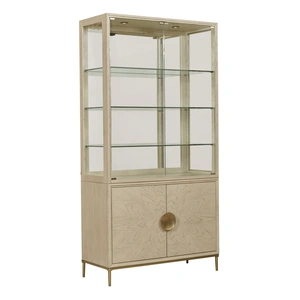 American Drew Lenox Baltic Wood/Metal Cabinet w/4 Doors, Alabaster