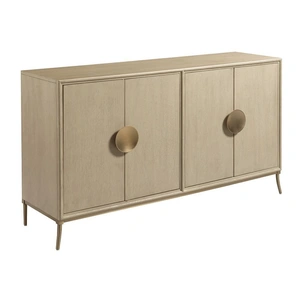 American Drew Lenox Laguna Wood/Metal Credenza w/4 Doors, Alabaster
