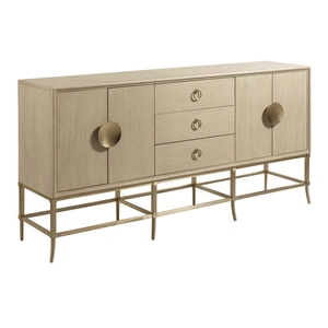 American Drew Lenox Carrera Wood/Metal Sideboard w/4 Doors & 3 Drawers, Alabaster