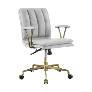AF Modern Damir Top Grain Leather Executive Office Chair, Vintage White
