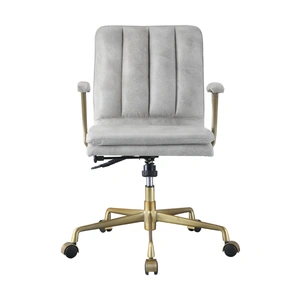 AF Modern Damir Top Grain Leather Executive Office Chair, Vintage White