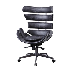 AF Modern Megan Top Grain Leather Executive Office Chair, Vintage Black