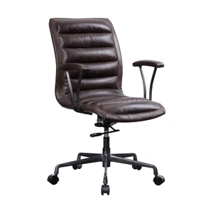 AF Modern Zooey Top Grain Leather Executive Office Chair, Distress Chocolate