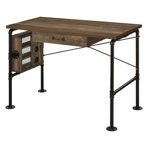 ACME Endang Wood/Metal Writing Desk, Weathered Oak/Black